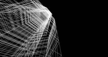 Arkaplanda mimari bina 3d illüstrasyon