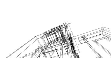 Arkaplanda mimari bina 3d illüstrasyon