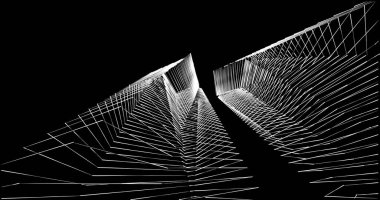 Mimari sanat konseptinde soyut çizgiler, minimum geometrik şekiller. 