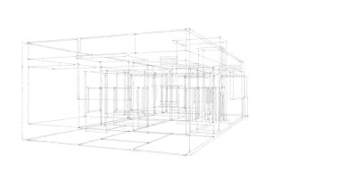 Arkaplanda mimari bina 3d illüstrasyon