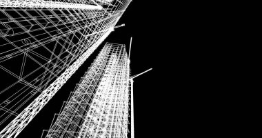 Mimari sanat konseptinde soyut çizgiler, minimum geometrik şekiller. 