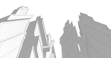 Mimari sanat konseptinde soyut çizgiler, minimum geometrik şekiller. 