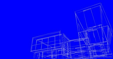 Arkaplanda mimari bina 3d illüstrasyon