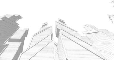 Mimari sanat konseptinde soyut çizgiler, minimum geometrik şekiller. 