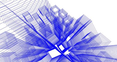 Arkaplanda mimari bina 3d illüstrasyon