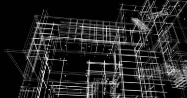 Arkaplanda mimari bina 3d illüstrasyon