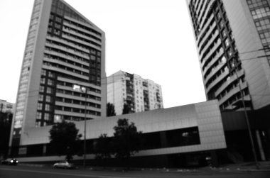 Bulanık şehir. Renkli soyut arkaplan