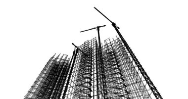 Mimari sanat konseptinde soyut çizgiler, minimum geometrik şekiller. 