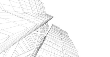 Arkaplanda mimari bina 3d illüstrasyon