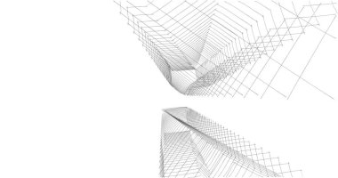 Mimari sanat konseptinde soyut çizgiler, minimum geometrik şekiller. 