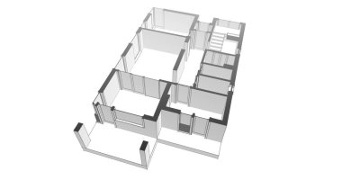 Arkaplanda mimari bina 3d illüstrasyon