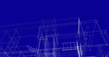 Arkaplanda mimari bina 3d illüstrasyon