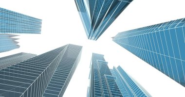 Arkaplanda mimari bina 3d illüstrasyon