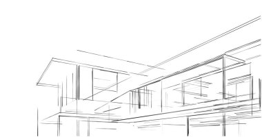 Mimari sanat konseptinde soyut çizgiler, minimum geometrik şekiller. 