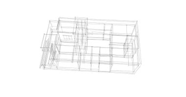 Arkaplanda mimari bina 3d illüstrasyon