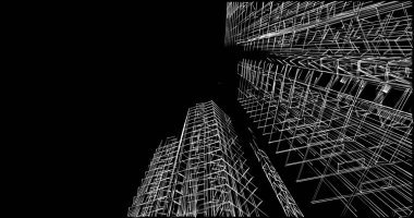 Mimari sanat konseptinde soyut çizgiler, minimum geometrik şekiller. 