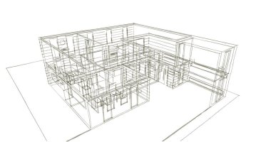 Arkaplanda mimari bina 3d illüstrasyon