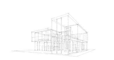 Arkaplanda mimari bina 3d illüstrasyon