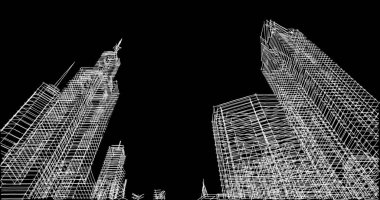 Mimari sanat konseptinde soyut çizgiler, minimum geometrik şekiller. 