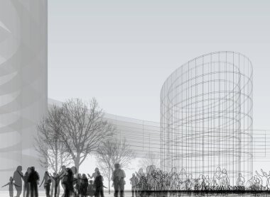 soyut mimari duvar kağıdı tasarımı, dijital konsept arkaplan