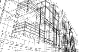 Mimari sanat konseptinde soyut çizgiler, minimum geometrik şekiller. 