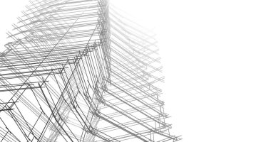 Mimari sanat konseptinde soyut çizgiler, minimum geometrik şekiller. 