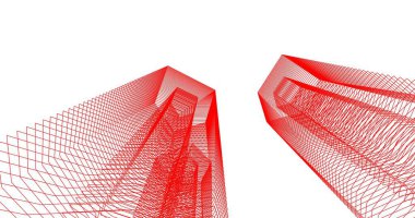 3d mimari duvar kağıdı tasarımı, dijital bina çizimi 