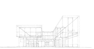 Arkaplanda mimari bina 3d illüstrasyon