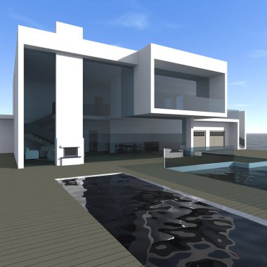 mimari sanat konsepti, minimum geometrik şekiller. 