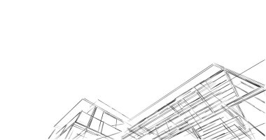 Mimari sanat konseptinde soyut çizgiler, minimum geometrik şekiller. 