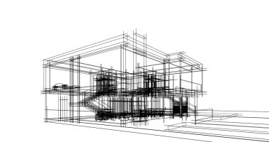 Mimari sanat konseptinde soyut çizgiler, minimum geometrik şekiller. 