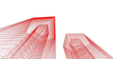 3d mimari duvar kağıdı tasarımı, dijital bina çizimi 