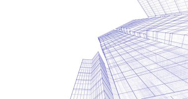 Arkaplanda mimari bina 3d illüstrasyon