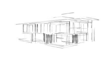 Arkaplanda mimari bina 3d illüstrasyon