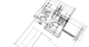Mimari sanat konseptinde soyut çizgiler, minimum geometrik şekiller. 