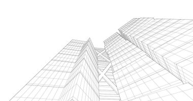 Arkaplanda mimari bina 3d illüstrasyon