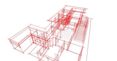 Mimari sanat konseptinde soyut çizgiler, minimum geometrik şekiller. 