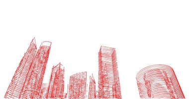 Arkaplanda mimari bina 3d illüstrasyon