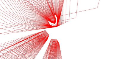 3d mimari duvar kağıdı tasarımı, dijital bina çizimi 