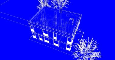 Mimari sanat konseptinde soyut çizgiler, minimum geometrik şekiller. 