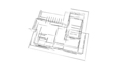 Mimari sanat konseptinde soyut çizgiler, minimum geometrik şekiller. 