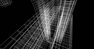 Mimari sanat konseptinde soyut çizgiler, minimum geometrik şekiller. 