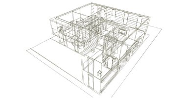 Arkaplanda mimari bina 3d illüstrasyon