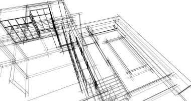Arkaplanda mimari bina 3d illüstrasyon