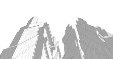 Mimari sanat konseptinde soyut çizgiler, minimum geometrik şekiller. 