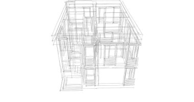 Arkaplanda mimari bina 3d illüstrasyon