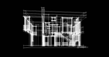 Mimari sanat konseptinde soyut çizgiler, minimum geometrik şekiller. 