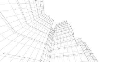 Arkaplanda mimari bina 3d illüstrasyon