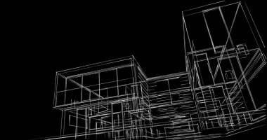 Arkaplanda mimari bina 3d illüstrasyon