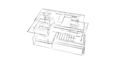 Mimari sanat konseptinde soyut çizgiler, minimum geometrik şekiller. 